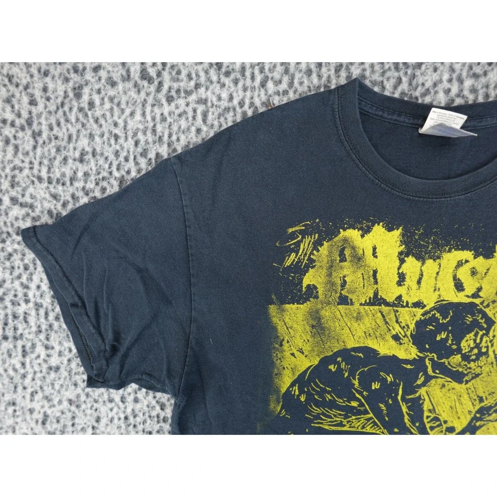 Gildan Much Worse Graphic T-Shirt Mens L Black Yellow Good Punk Metal Streetwear
